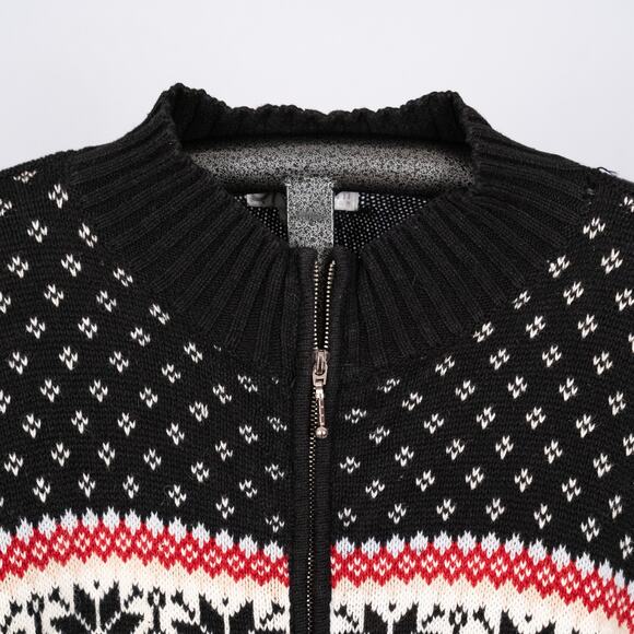 Women's Vintage Fair Isle & Bird's Eye Zip Cardigan Sweater SZ 22/24 Poinsettia - Picture 2 of 6